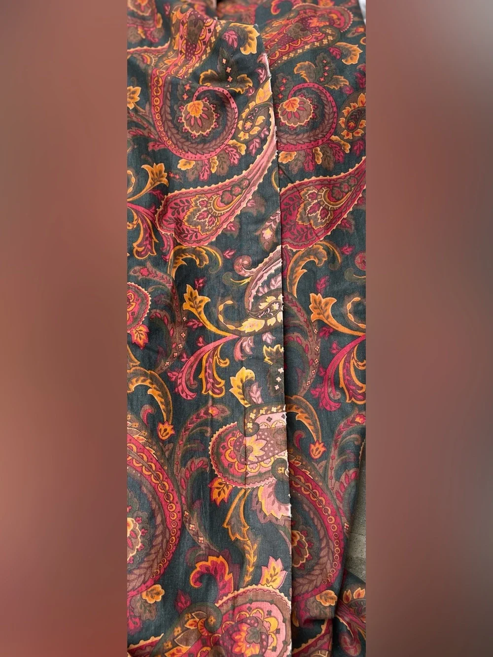 Vintage Croscill Cotton Paisley Rod Pocket Curtain Panels set of 2